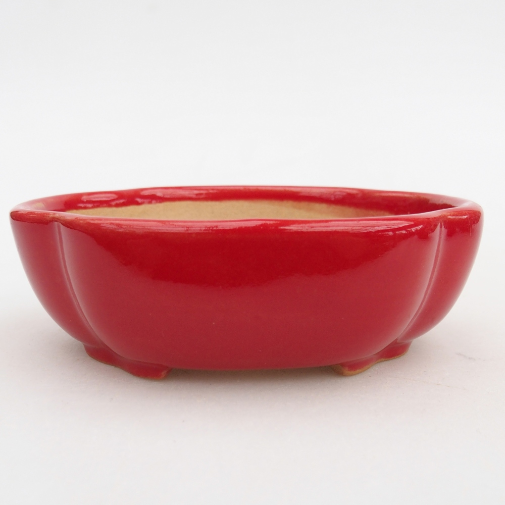 Ceramic bonsai bowl 10,5 x 9 x 3,5 cm, colour red