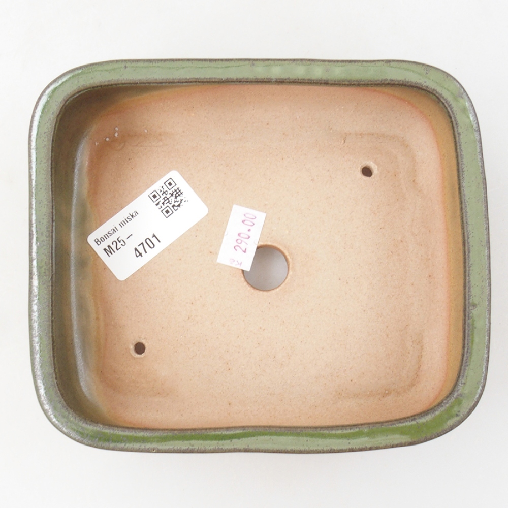 Ceramic bonsai bowl 14 x 12,5 x 4,5 cm, color green