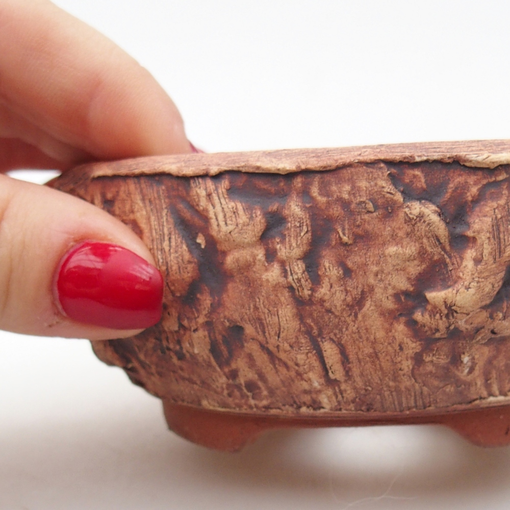 Ceramic bonsai bowl 10 x 10 x 4 cm, brown