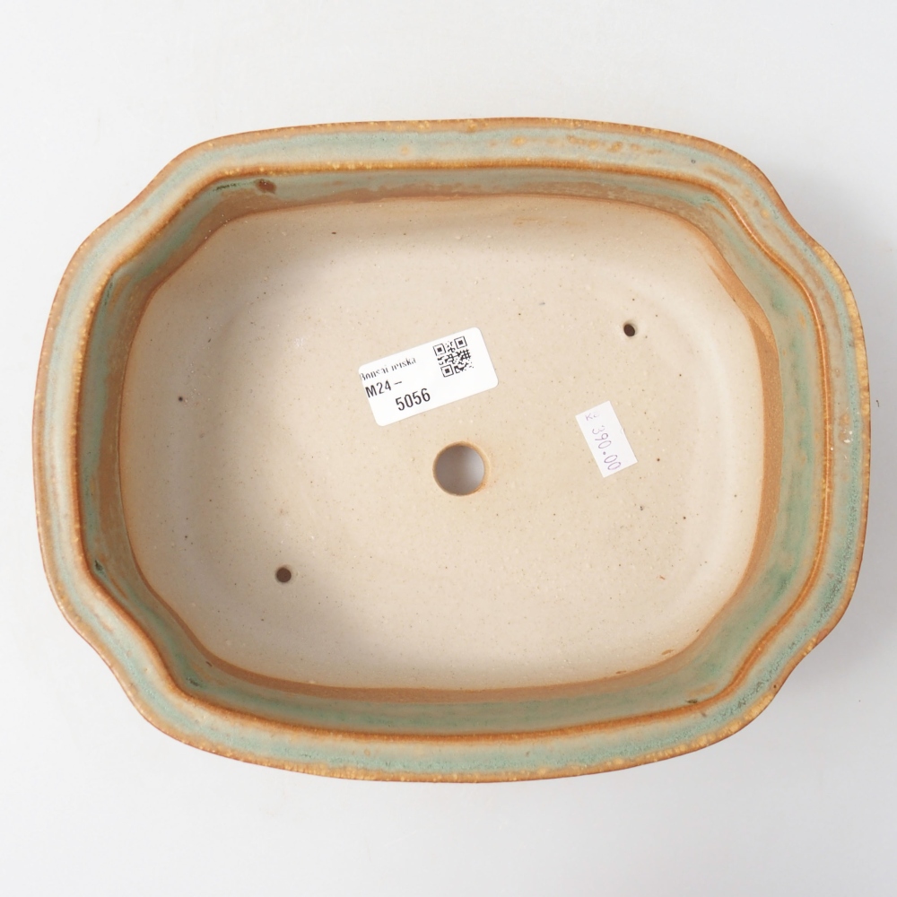 Ceramic bonsai bowl 22 x 18 x 7 cm, color green