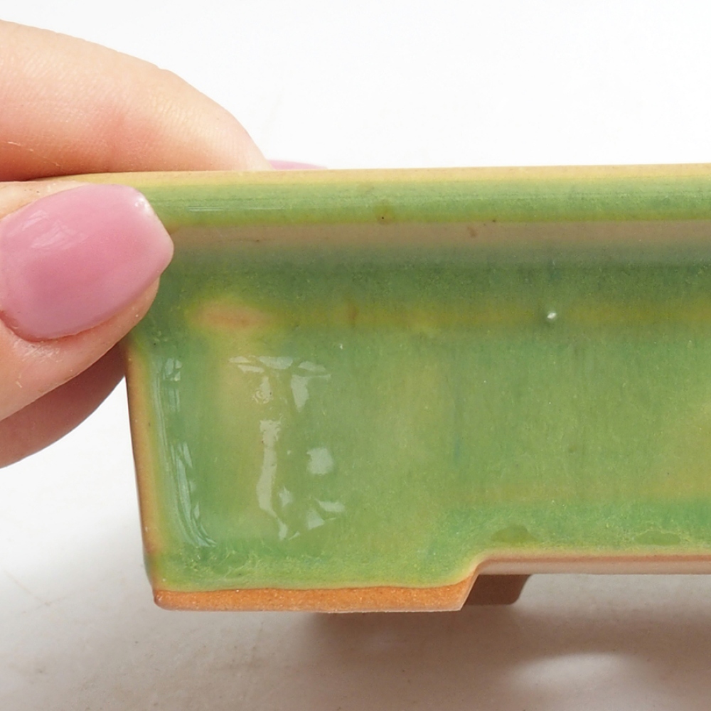 Ceramic bonsai bowl 13 x 10 x 4 cm, color green