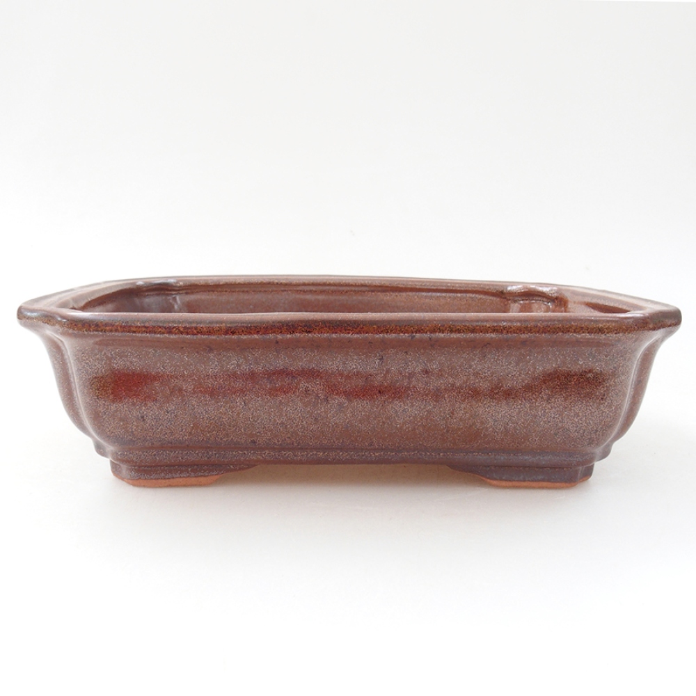 Ceramic bonsai bowl 18 x 13,5 x 5 cm, color brown