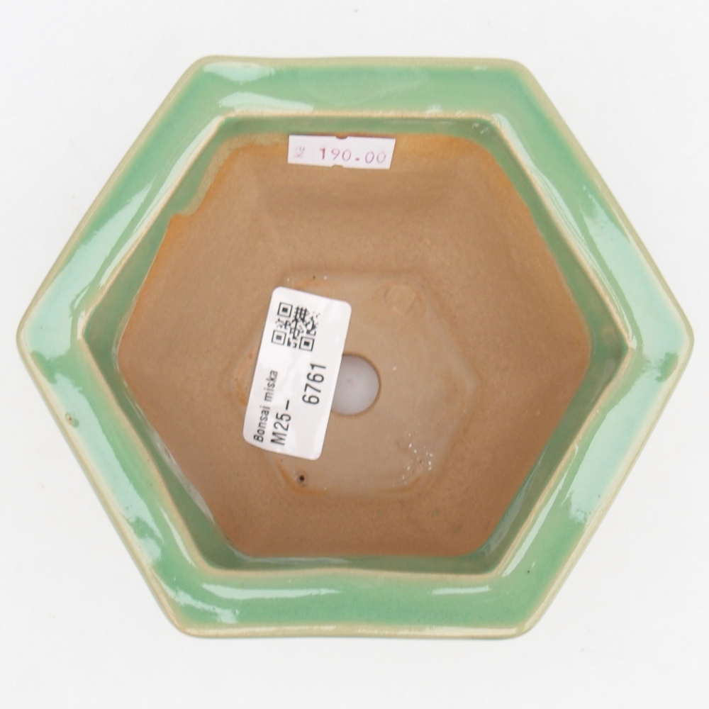 Ceramic bonsai bowl 13 x 11,5 x 8 cm, green