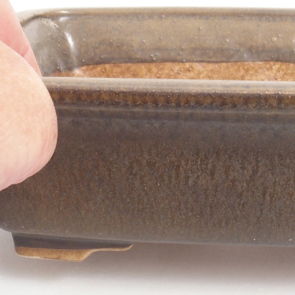 Ceramic bonsai bowl 17,5 x 14 x 5 cm, color brown