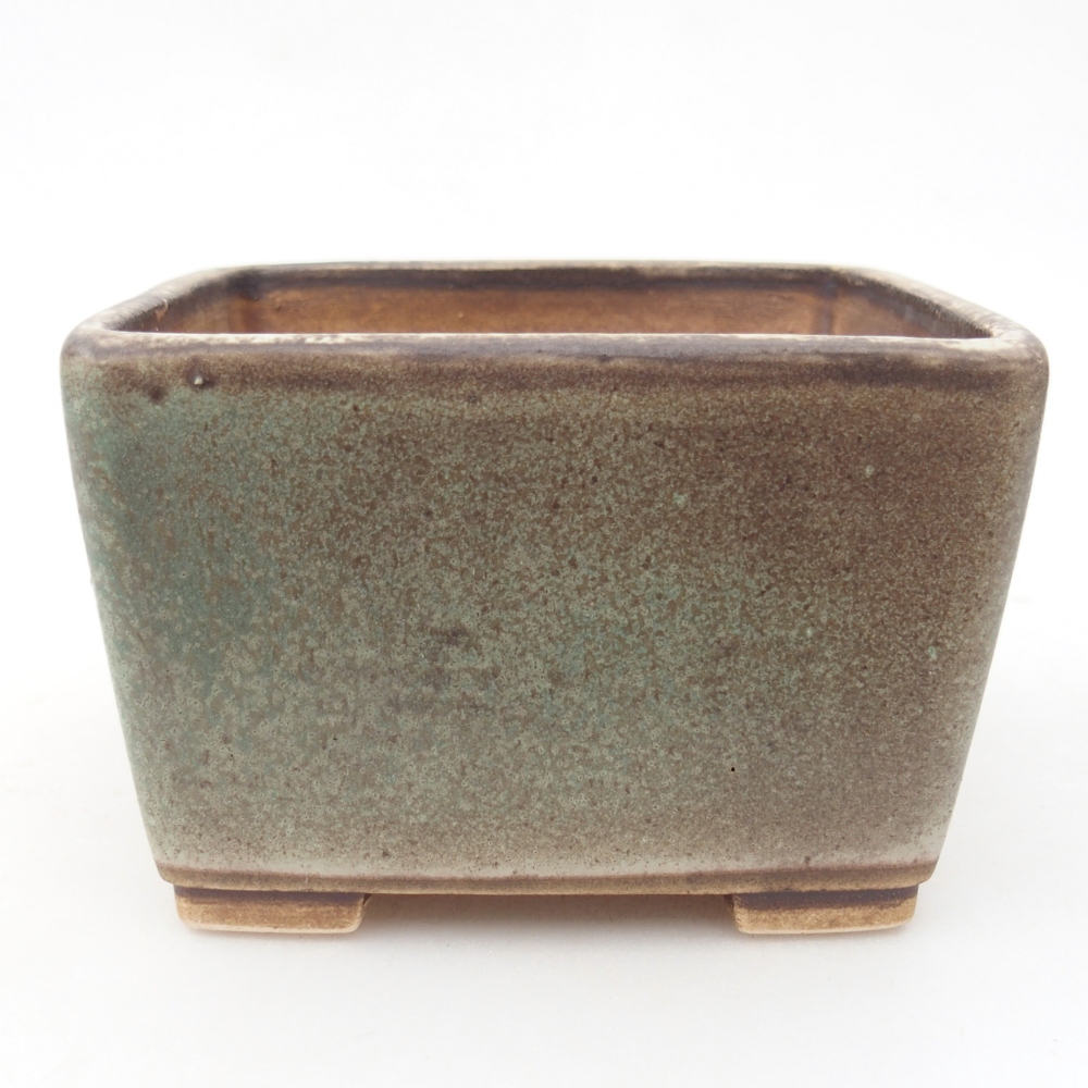 Ceramic bonsai bowl 11 x 11 x 7 cm, green