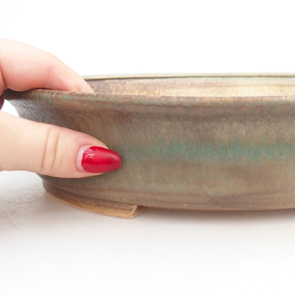 Ceramic bonsai bowl 26,5 x 24 x 5,5 cm, green