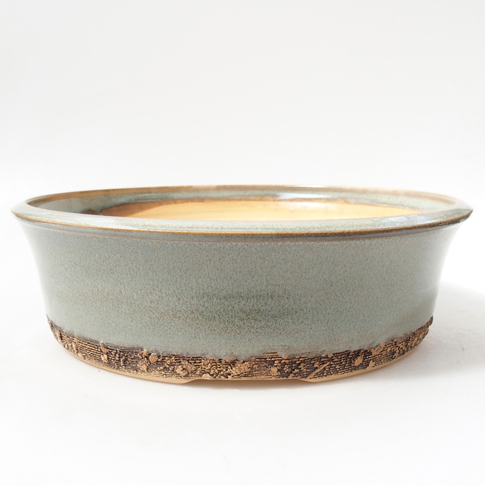 Ceramic bonsai bowl 26,5 x 26,5 x 7,5 cm, color green