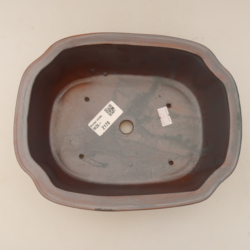 Ceramic bonsai pot, 22.5 x 17.5 x 7.5 cm, metallic color