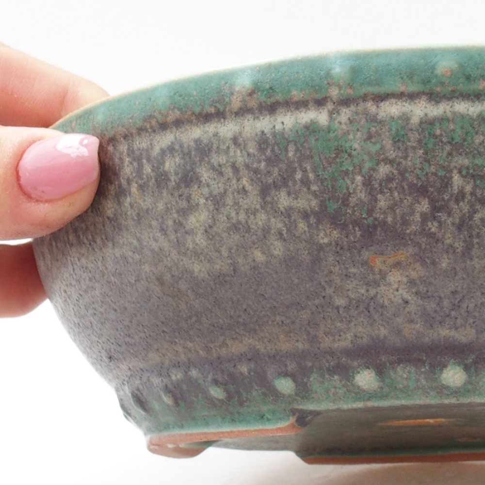 Ceramic bonsai bowl 17,5 x 17,5 x 5 cm, color green