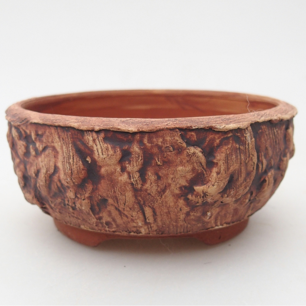 Ceramic bonsai bowl 10 x 10 x 4 cm, brown