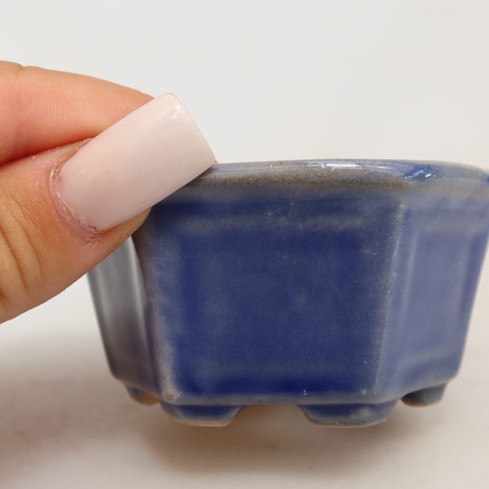 Ceramic bonsai pot, 7.5 x 7 x 4 cm, blue