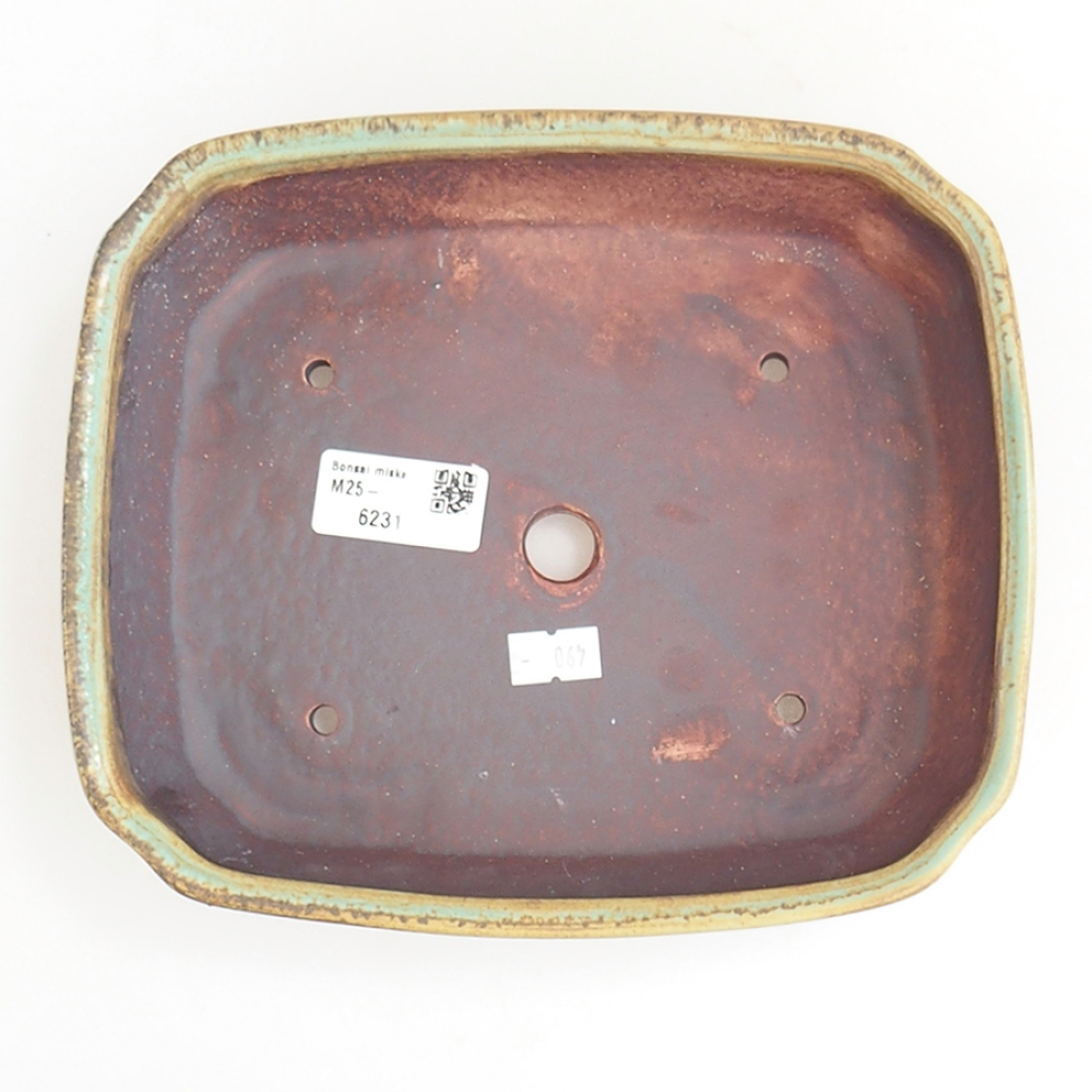 Ceramic bonsai bowl 21 x 18 x 6 cm, green