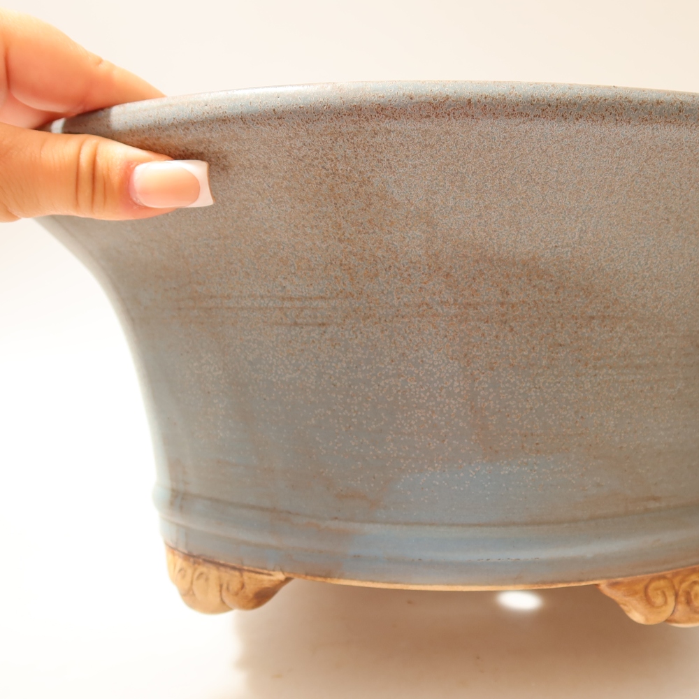 Ceramic bonsai pot, 32 x 32 x 14 cm, blue