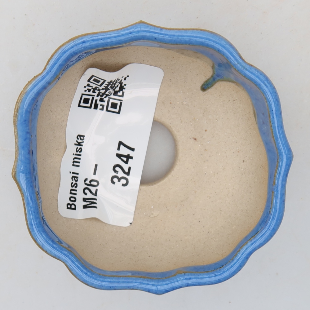Ceramic bonsai pot, 6 x 6 x 3 cm, blue