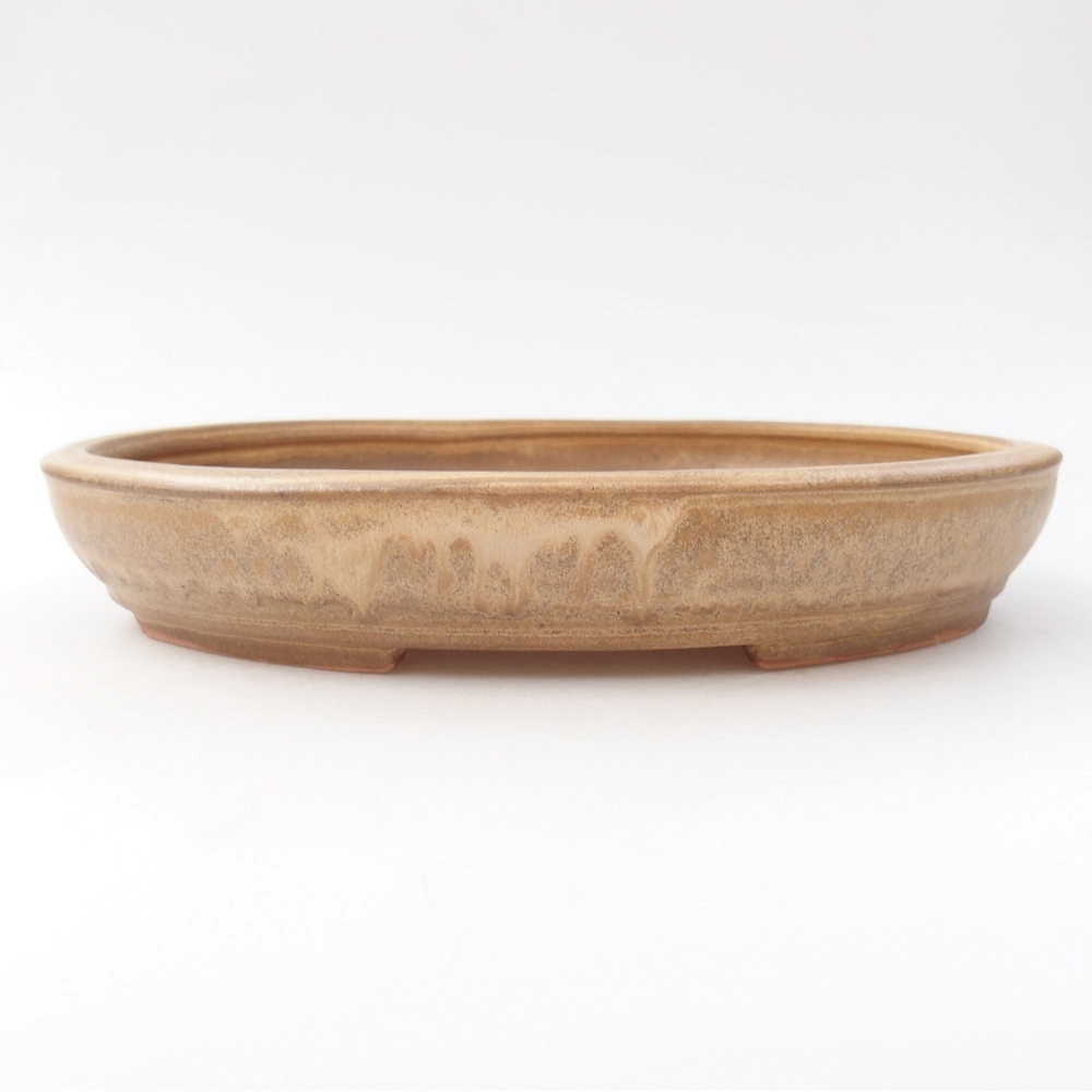Ceramic bonsai bowl 24,5 x 20 x 4 cm, color beige