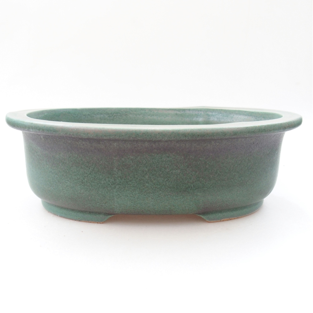 Ceramic bonsai bowl 26 x 22 x 8 cm, color green