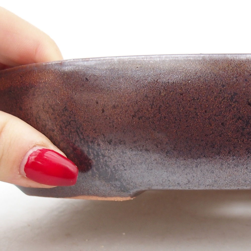 Ceramic bonsai bowl 22 x 17 x 4 cm, brown