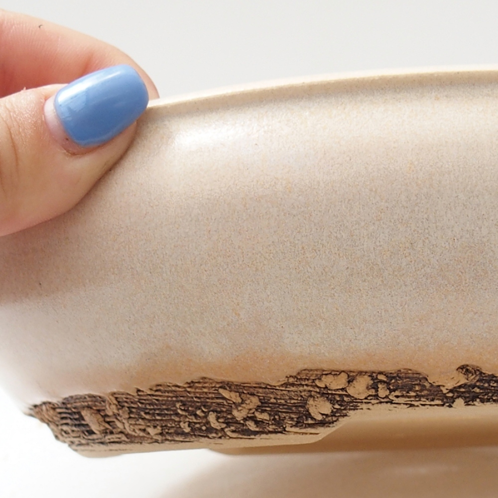 Ceramic bonsai pot 18 x 18 x 5 cm, beige