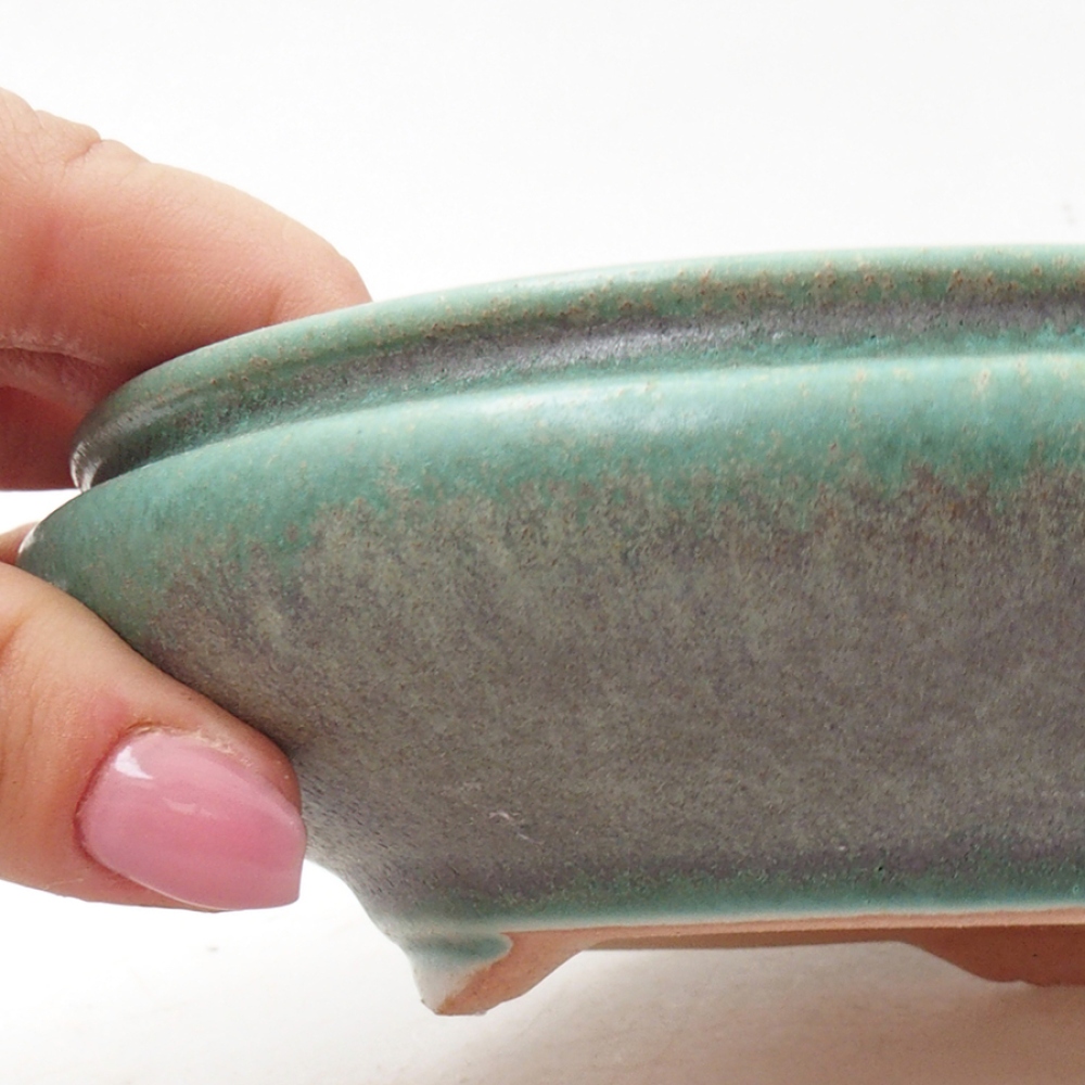 Ceramic bonsai bowl 15,5 x 15,5 x 5 cm, color green