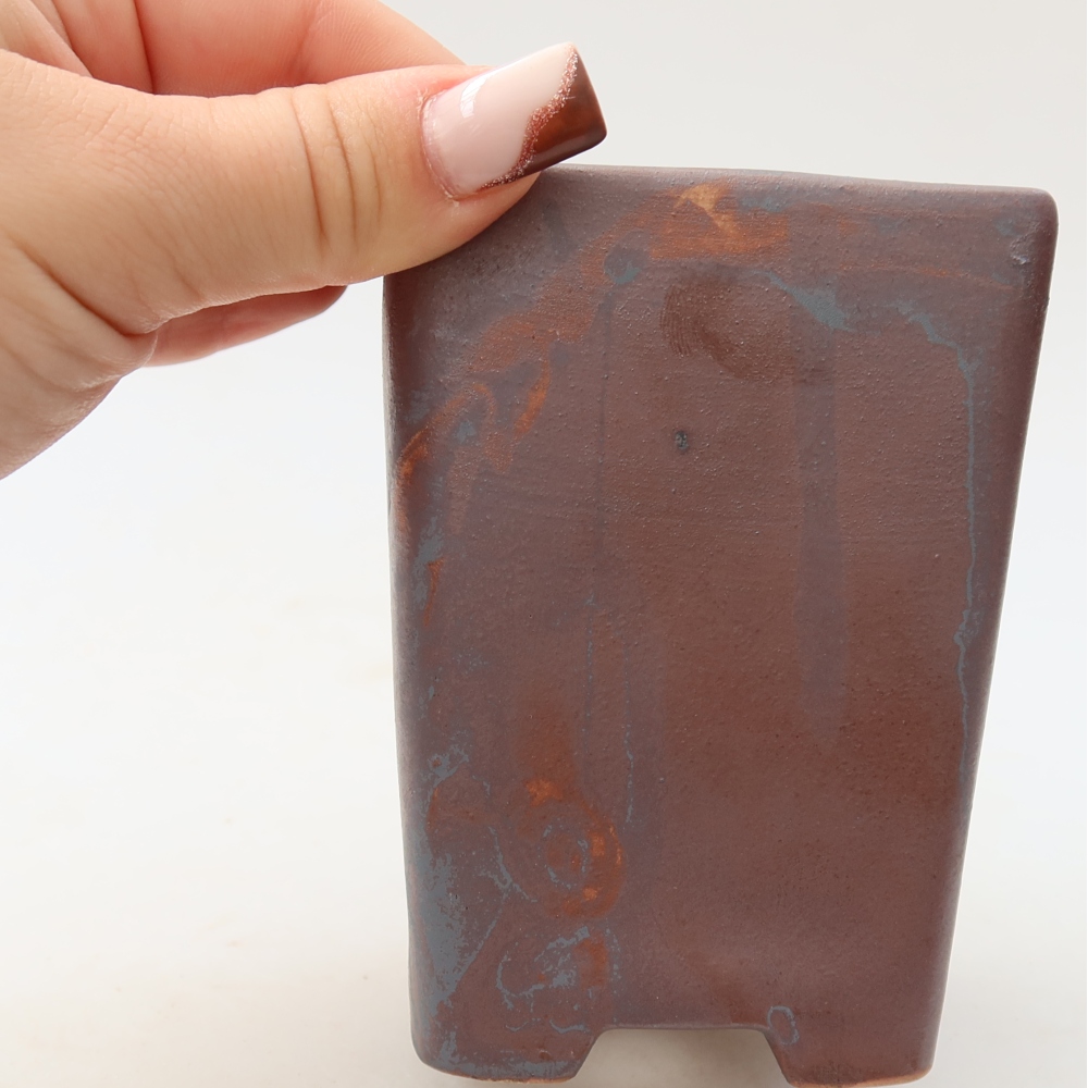 Ceramic bonsai pot, 7.5 x 7.5 x 10.5 cm, metallic color