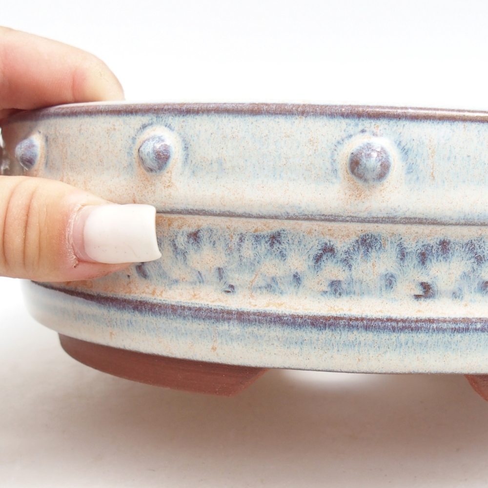 Ceramic bonsai bowl 20,5 x 20,5 x 6 cm, colour blue