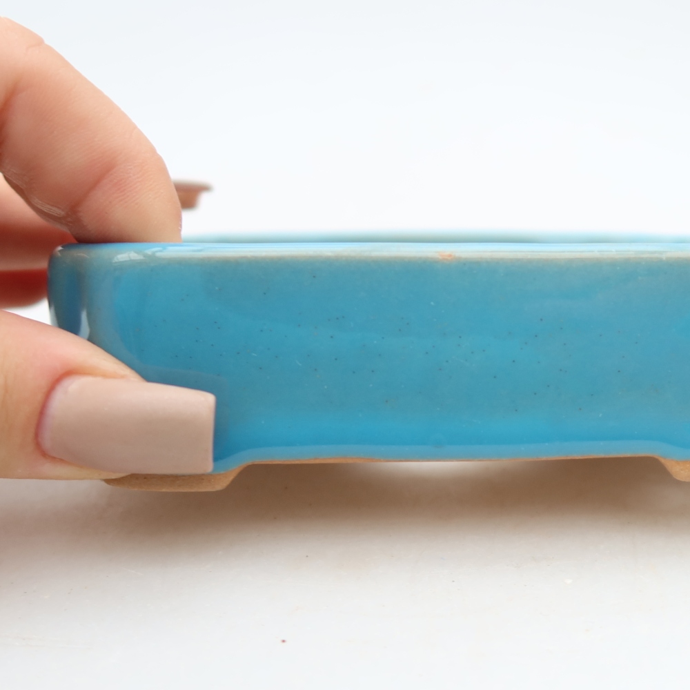 Ceramic bonsai pot, 10.5 x 9 x 3 cm, blue