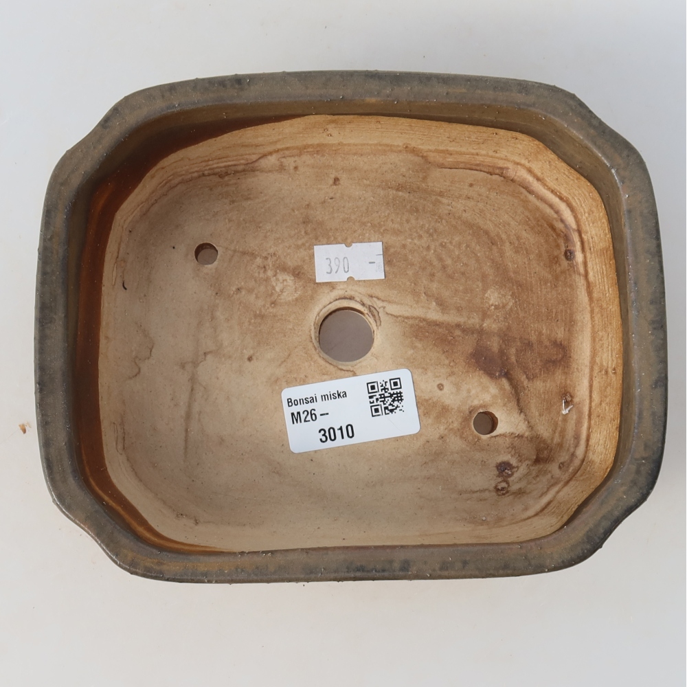 Ceramic bonsai pot, 17.5 x 14.5 x 5 cm, brown