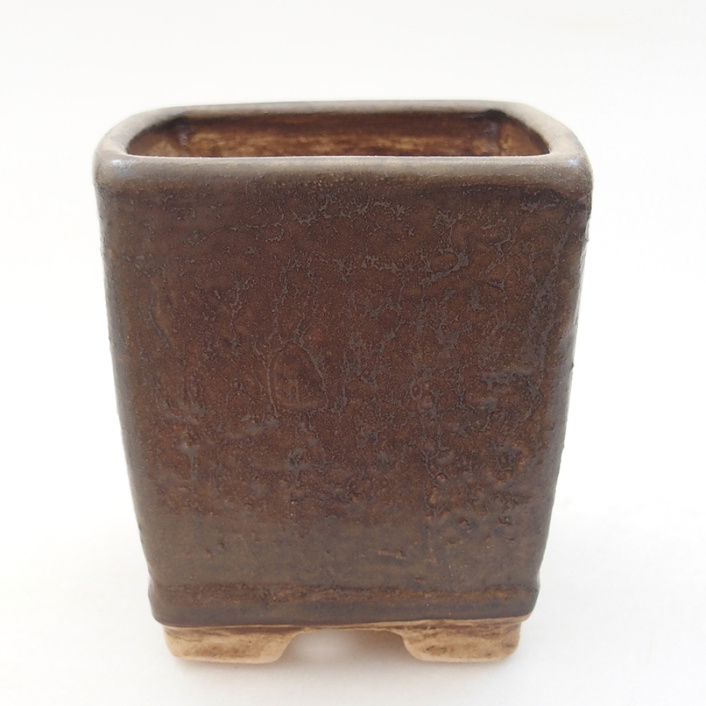 Ceramic bonsai bowl 6,5 x 6,5 x 7 cm, color brown