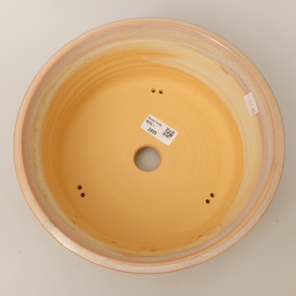 Ceramic bonsai pot, 26 x 26 x 9.5 cm, beige
