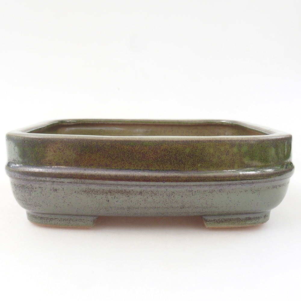 Ceramic bonsai bowl 14 x 12,5 x 4,5 cm, color green