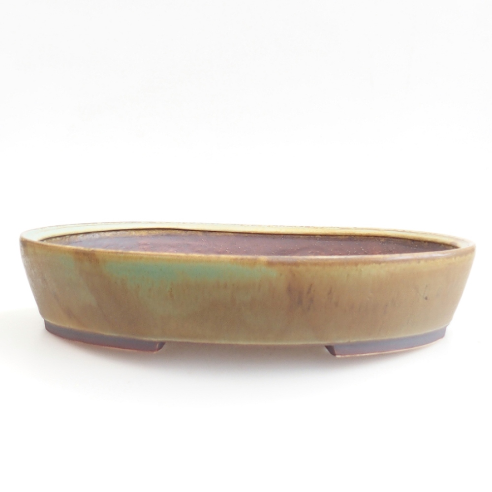 Ceramic bonsai bowl 31 x 26,5 x 6 cm, green