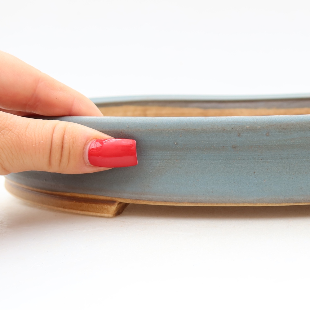 Ceramic bonsai pot, 31 x 27 x 4.5 cm, blue