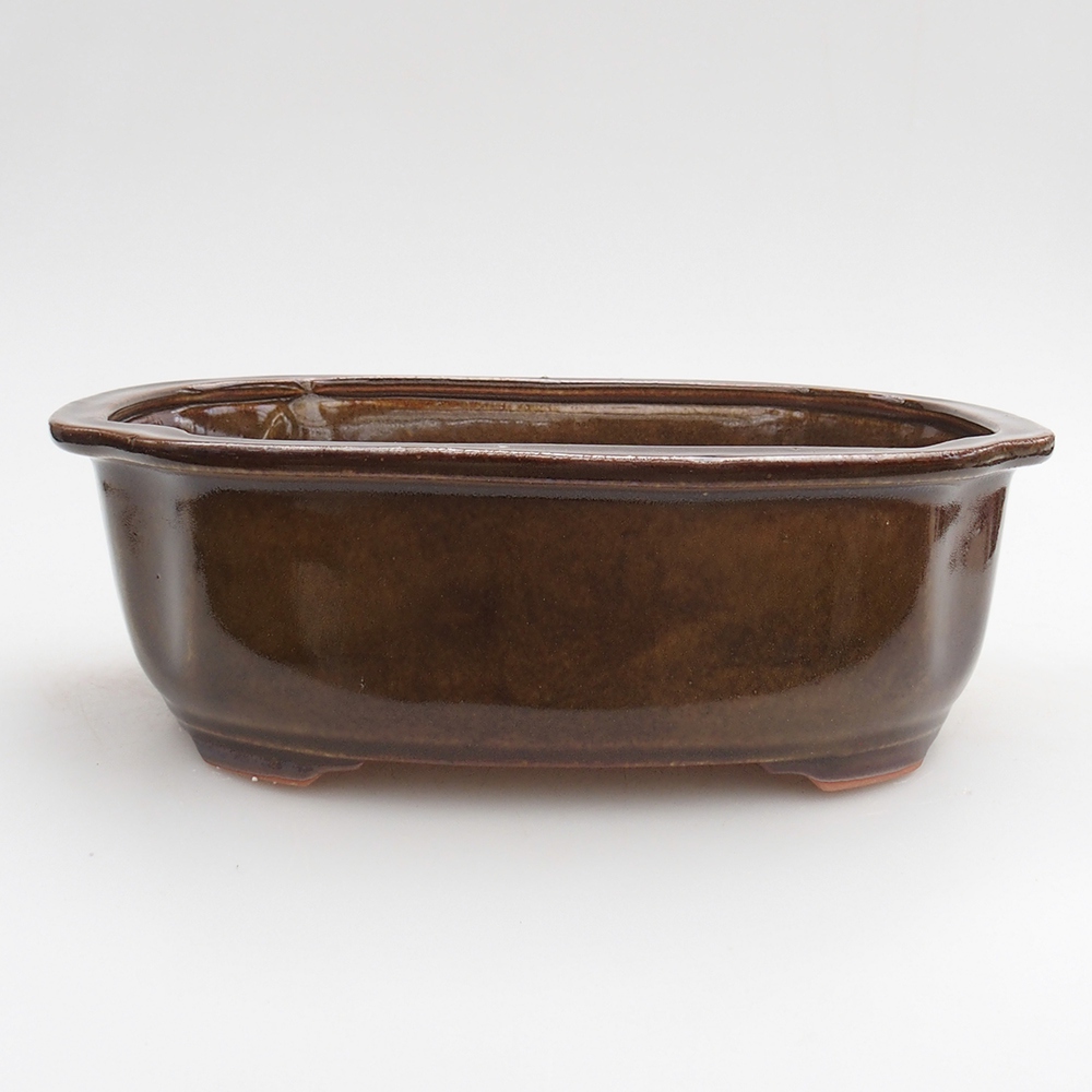 Ceramic bonsai bowl 22 x 16,5 x 7 cm, brown