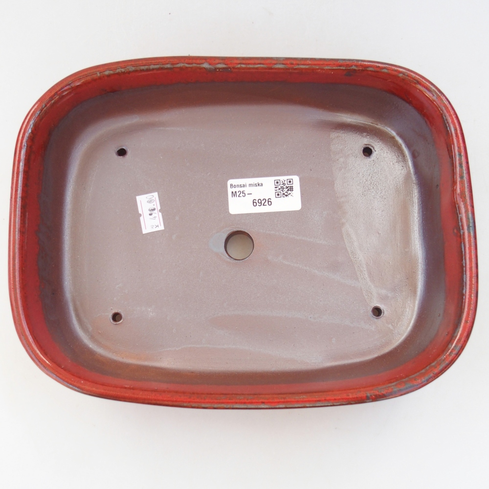 Ceramic bonsai bowl 22,5 x 17,5 x 5,5 cm, colour red