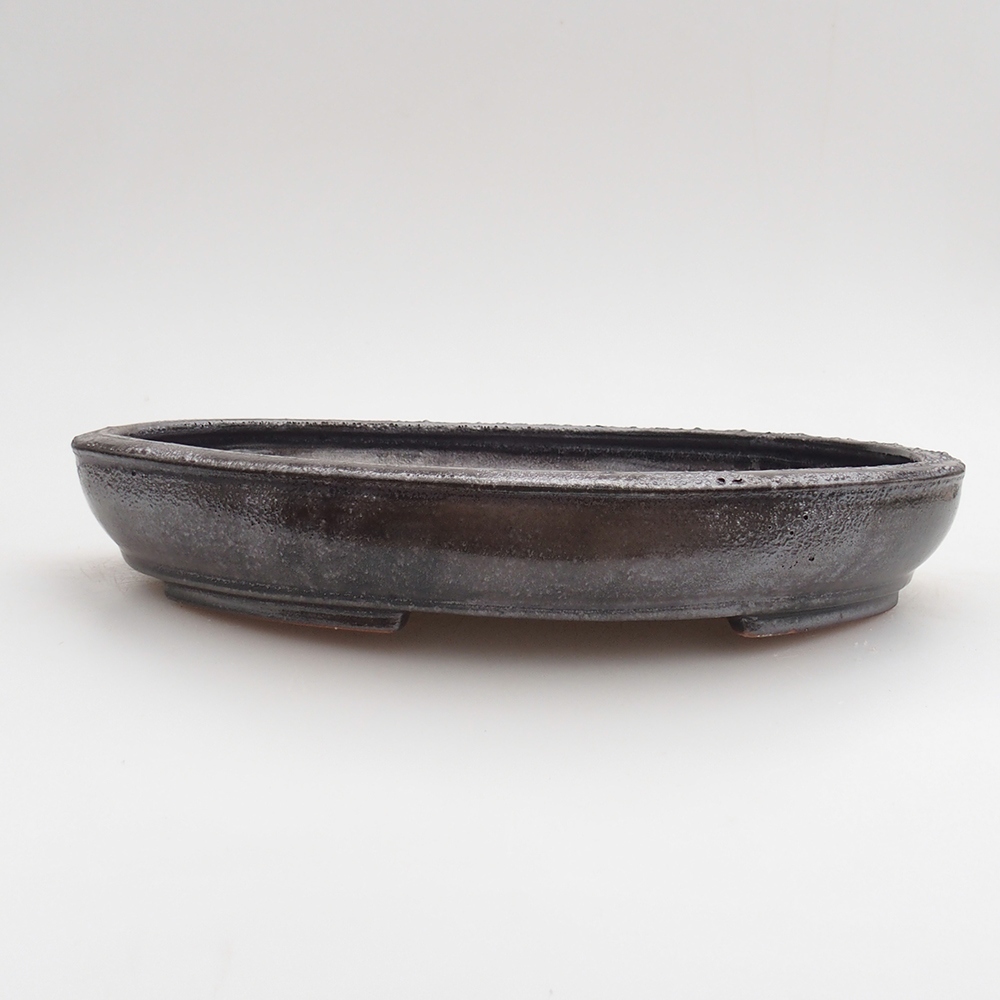 Ceramic bonsai bowl 24 x 19,5 x 4 cm, colour black-green