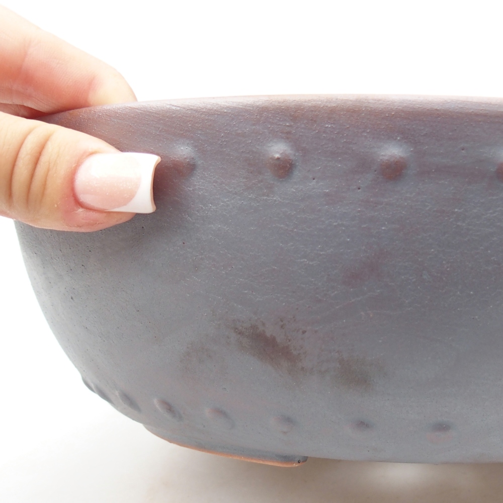 Ceramic bonsai bowl 24 x 24 x 7,5 cm, metal colour
