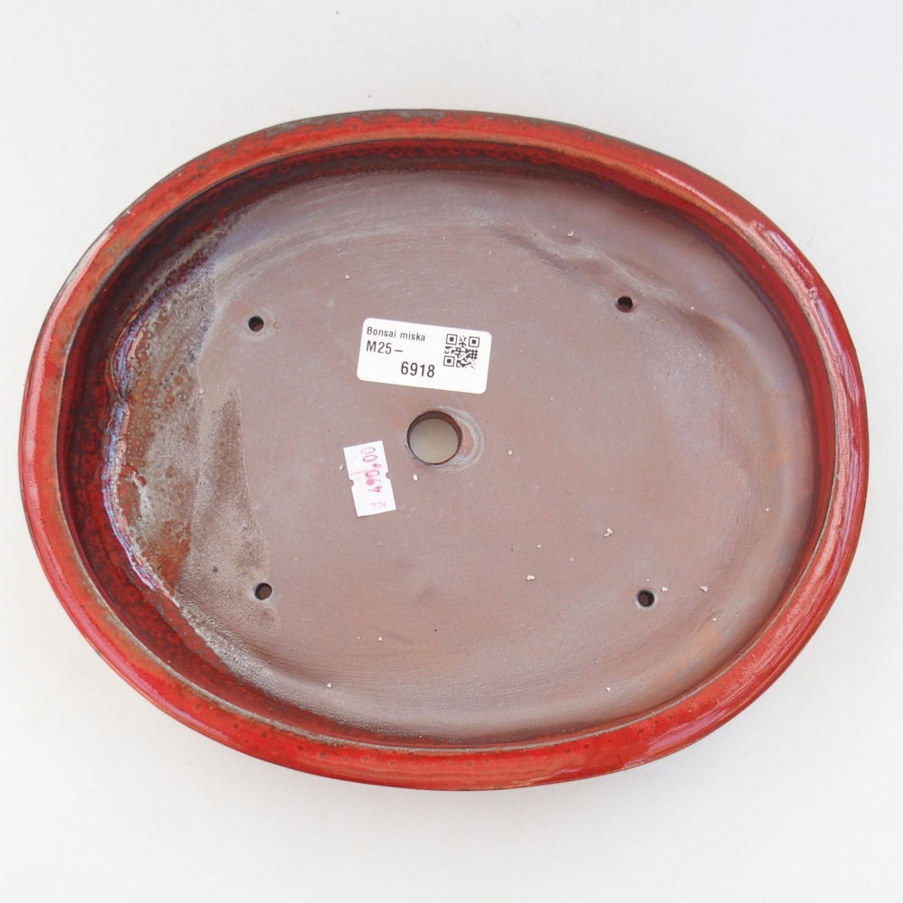 Ceramic bonsai bowl 24 x 19,5 x 4 cm, colour red