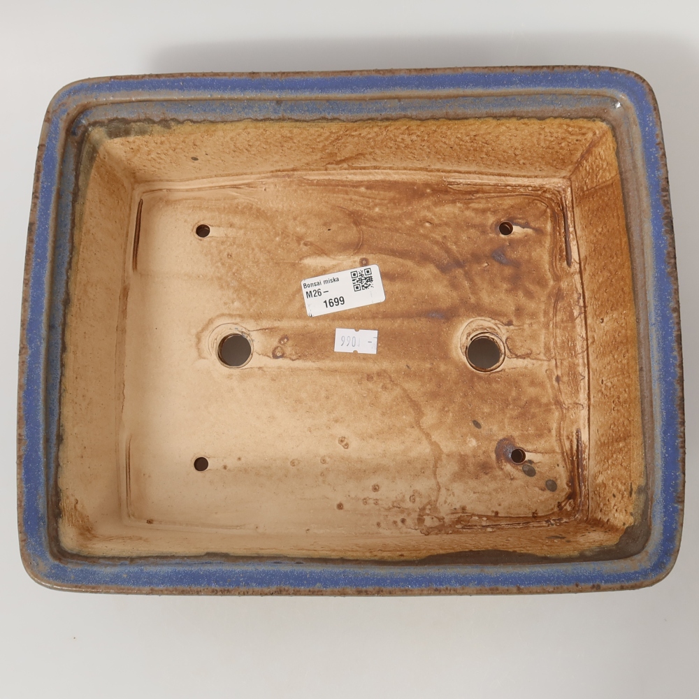 Ceramic bonsai pot, 29.5 x 24 x 8 cm, blue
