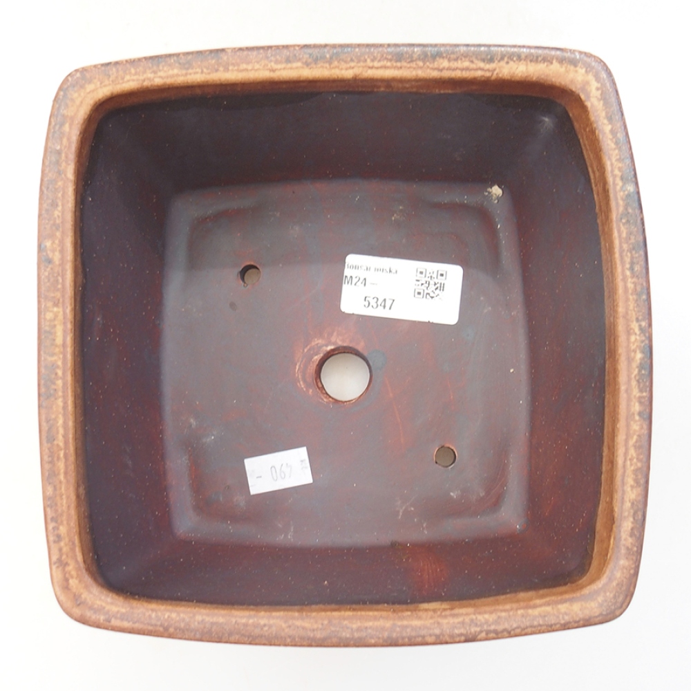 Ceramic bonsai bowl 16 x 16 x 10 cm, color brown