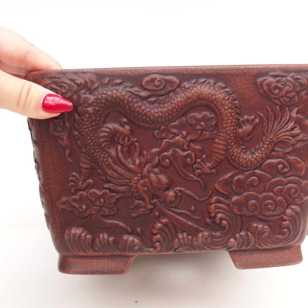 Ceramic bonsai bowl 21 x 21 x 13 cm, brown