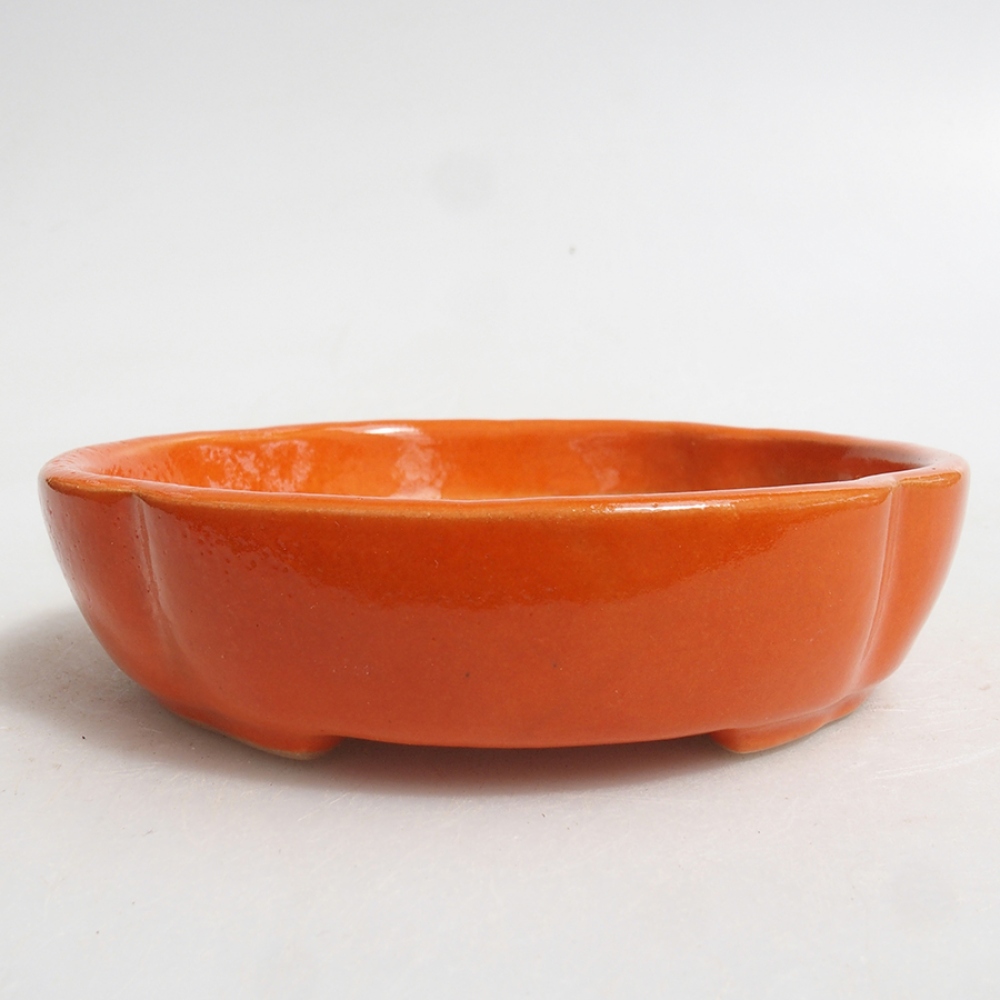 Ceramic bonsai bowl 11 x 11 x 3 cm, color orange