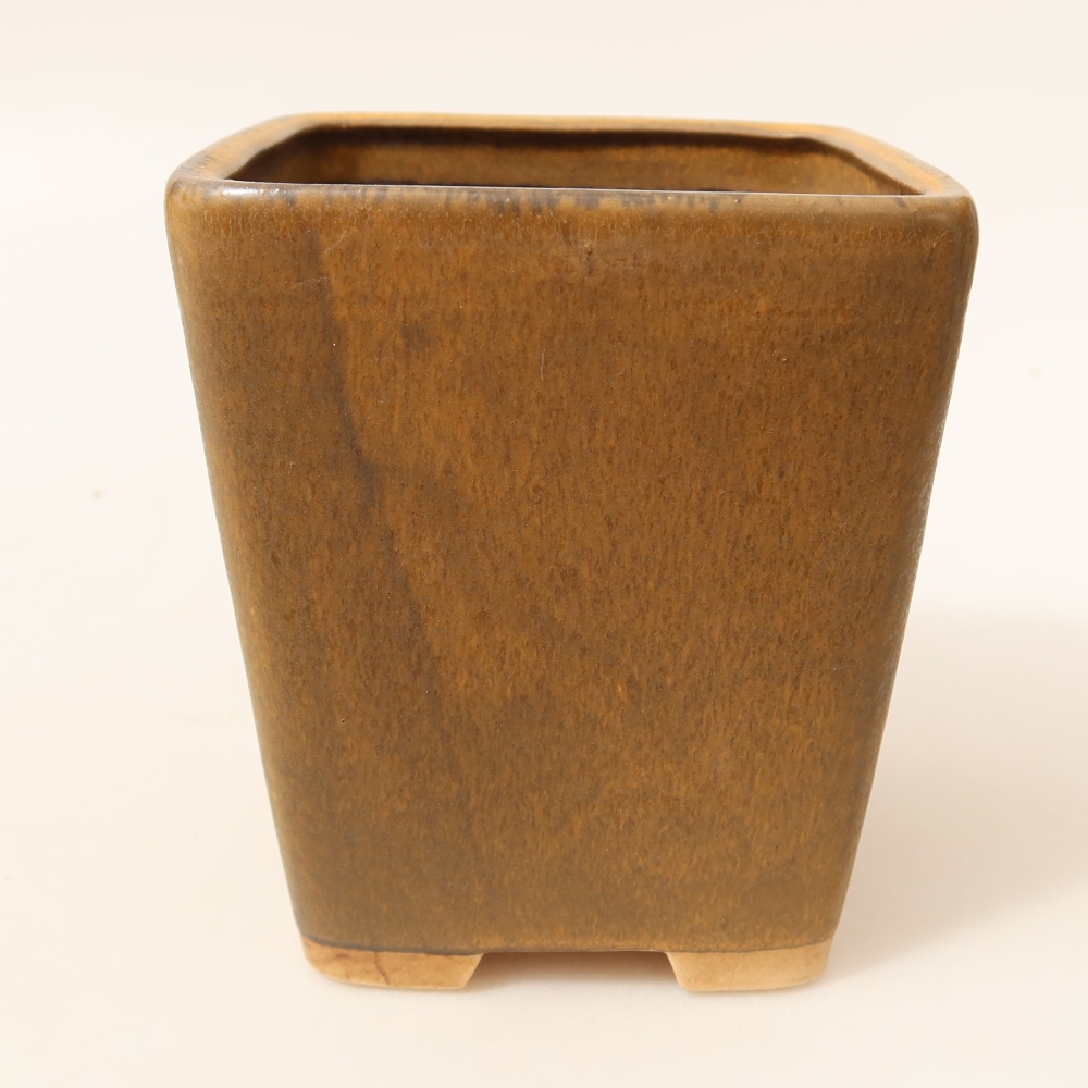 Ceramic bonsai pot, 10.5 x 10.5 x 12 cm, brown