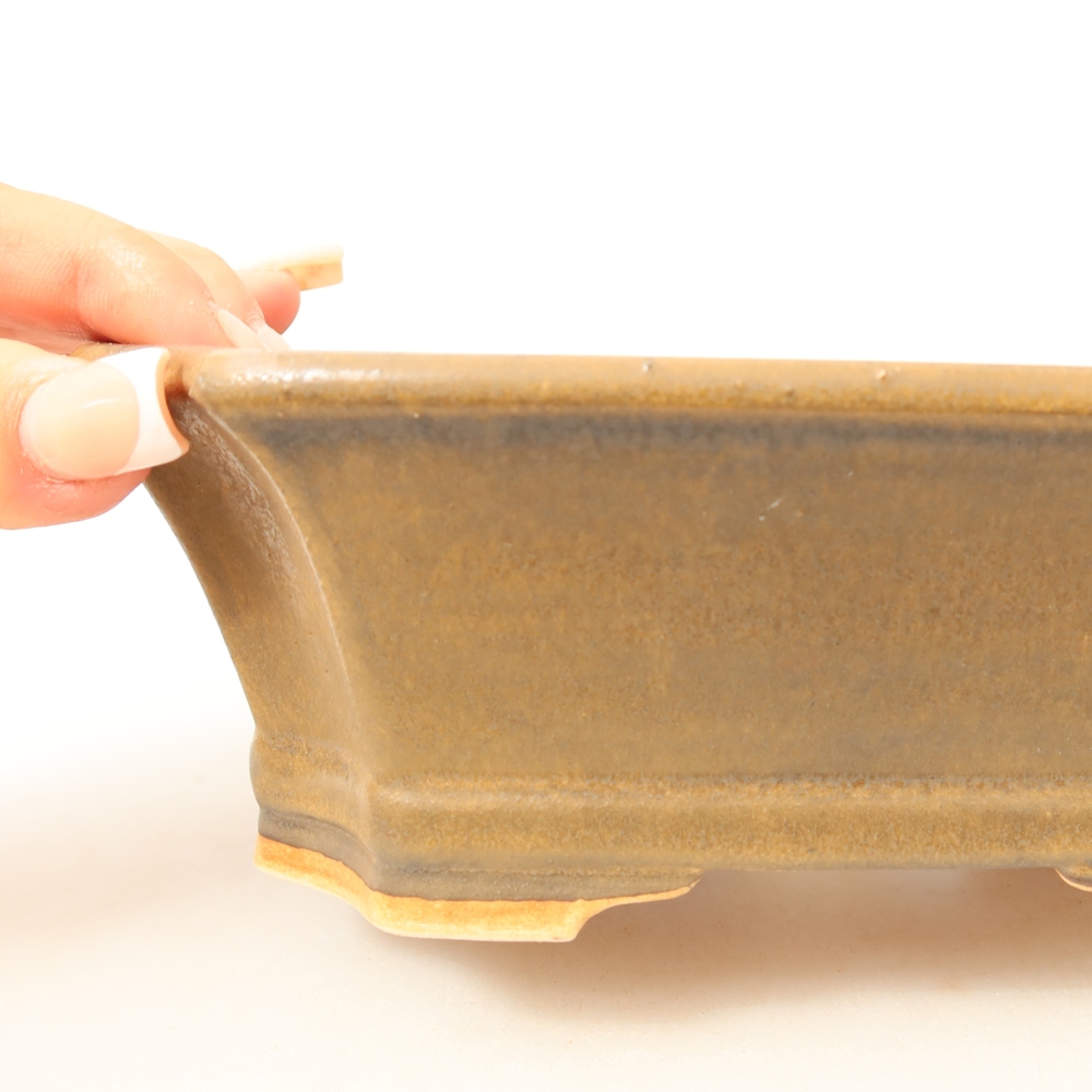 Ceramic bonsai pot, 18 x 15 x 6 cm, brown