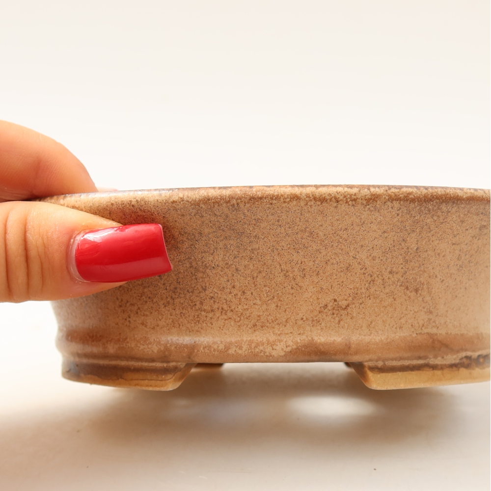 Ceramic bonsai pot, 14.5 x 13 x 4 cm, pink