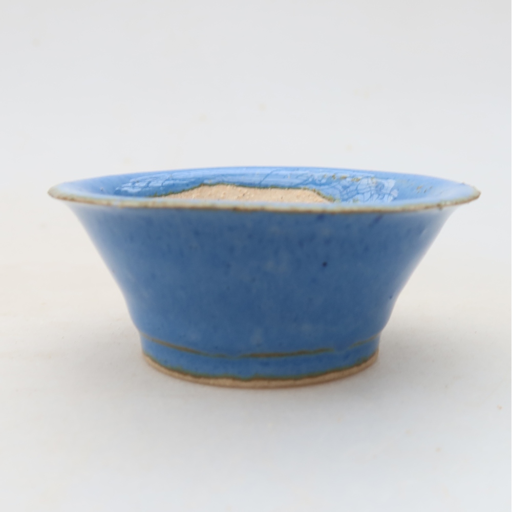 Ceramic bonsai pot, 7 x 7 x 3 cm, blue