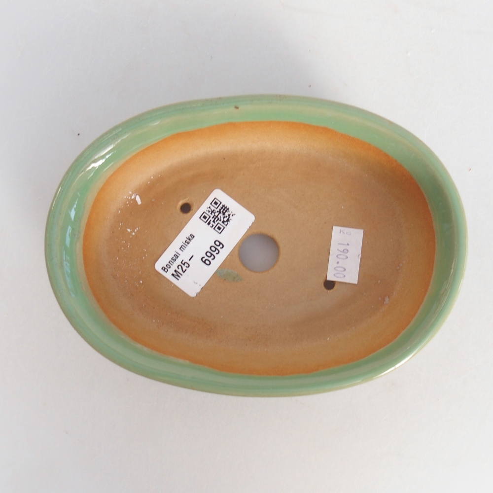 Ceramic bonsai bowl 15 x 10,5 x 3,5 cm, green
