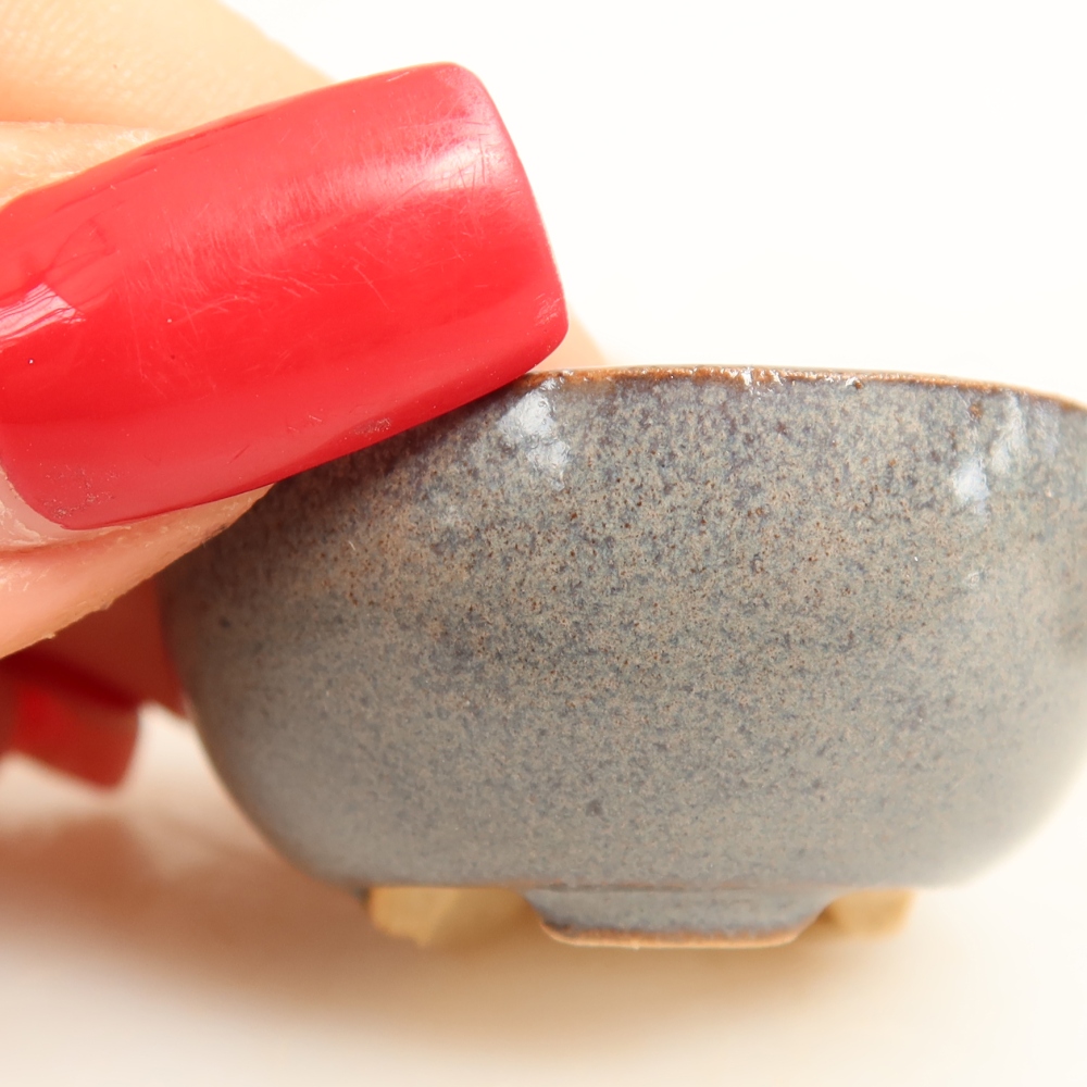 Ceramic bonsai pot, 4 x 4 x 2 cm, gray