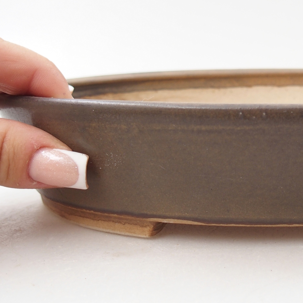 Ceramic bonsai bowl 22,5 x 20 x 4,5 cm, brown