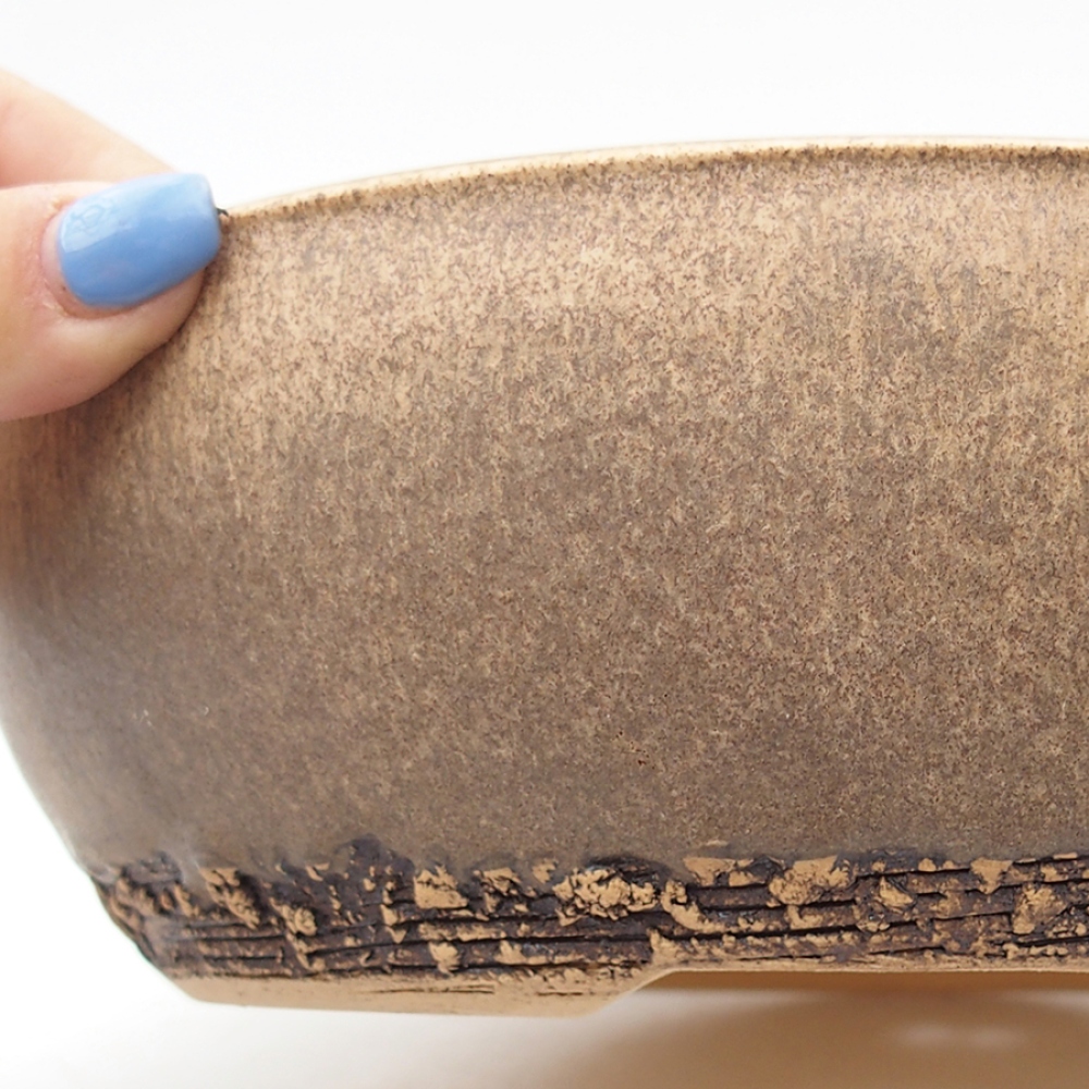 Ceramic bonsai bowl 21,5 x 21,5 x 7 cm, color brown