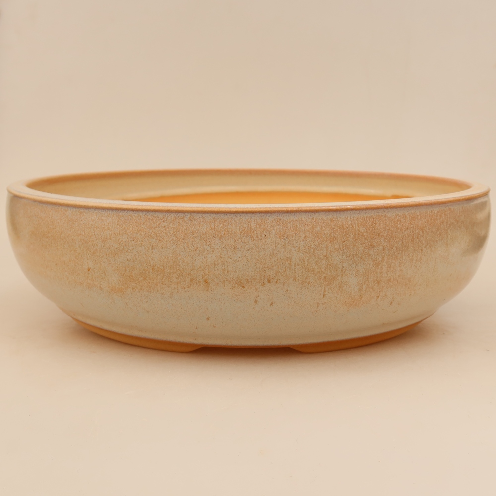 Ceramic bonsai pot, 32.5 x 32.5 x 8.5 cm, beige